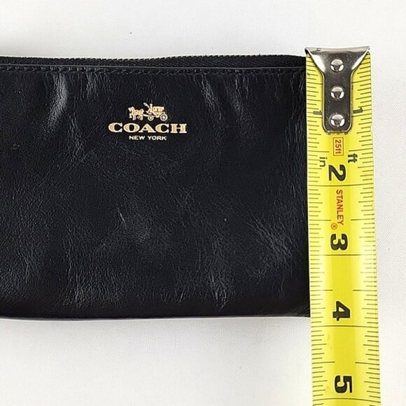 COACH Black Leather Wristlet Wallet Dual Zip Compartment Gold Tone Hardware - Picture 16 of 16